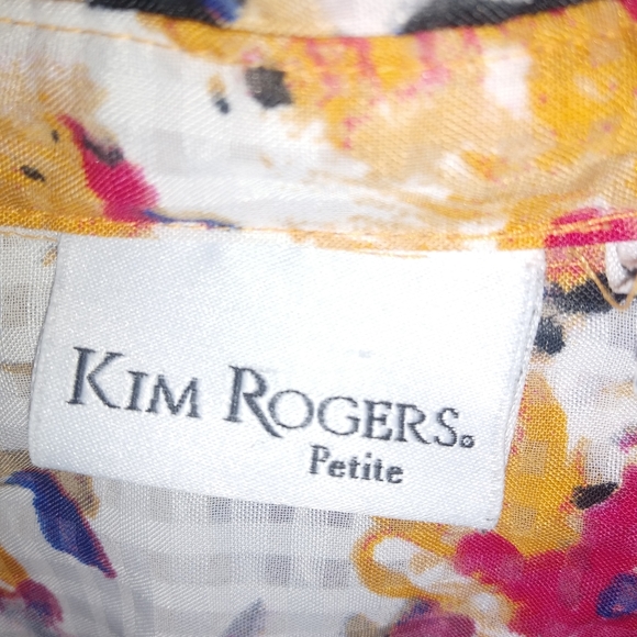 Kim Rogers LP Spring Floral Purple Red Gold Top L Petite - Picture 4 of 9